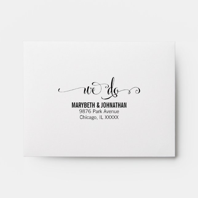 Modern We Do Wedding RSVP Envelope (Front)