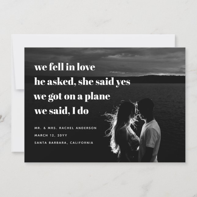 Modern We Eloped Announcement | Elopement (Front)