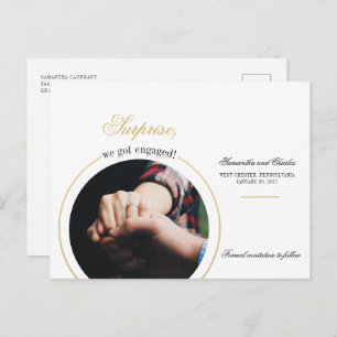 Modern We Got Engaged Photo Engagement Party Invitation Postcard