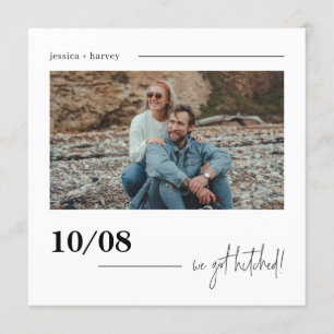 Modern We Got Hitched Photo Elopement Announcement