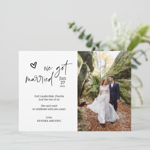 Modern We Got Married Surprise Wedding Photo Card