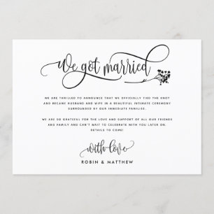Modern We Got Married Wedding / Elope Announcement