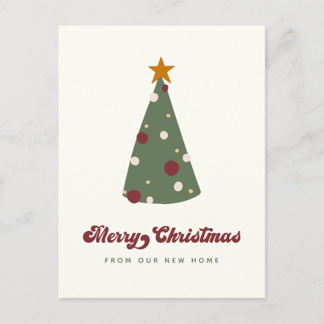 Modern We Have Moved Christmas Tree Holiday Moving Announcement Postcard (Front)