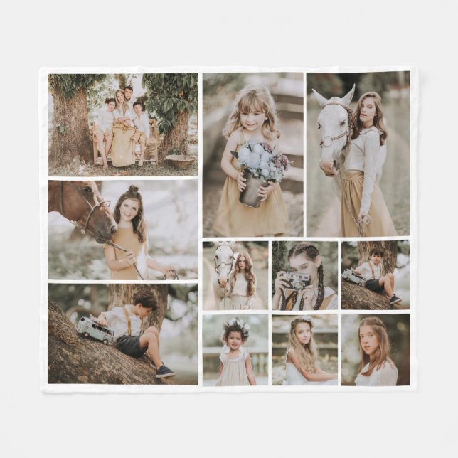 Modern We Love You 11 Photo Collage  Fleece Blanket (Front (Horizontal))
