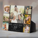 Modern We Love You Gigi Family Photo Collage Plaque<br><div class="desc">An elegant,  modern Mother's Day gift: A trendy Instagram family photo collage plaque reading WE LOVE YOU GIGI in pretty hand lettered script alongside your names and 7 of your favorite pictures accented by sweet printed rose gold hearts for the best grandma ever.</div>