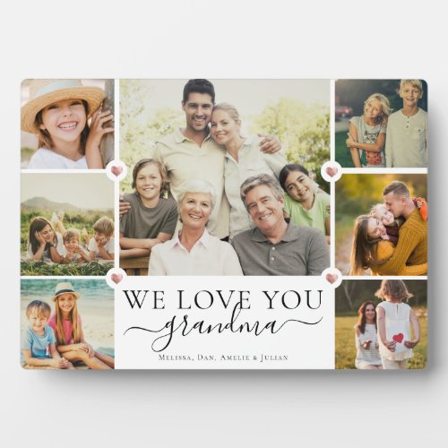 Modern We Love You Grandma Family Photo Collage Plaque