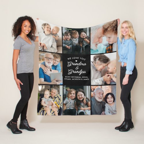 Modern We Love You Grandma  GrandpaOther 8_Photo Fleece Blanket