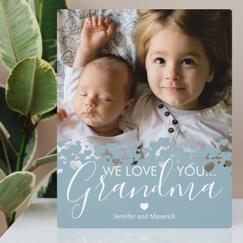 Modern We Love You Grandma Photo Plaque