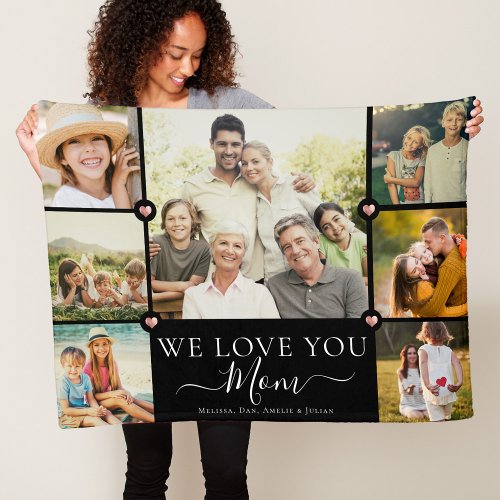 Modern We Love You Mom Family Photo Collage Fleece