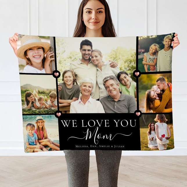 Modern We Love You Mom Family Photo Collage Fleece (Creator Uploaded)