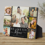 Modern We Love You Mom Family Photo Collage Plaque<br><div class="desc">An elegant, modern Mother's Day gift: A trendy Instagram family photo collage plaque reading WE LOVE YOU MOM in pretty hand lettered script alongside your names and 7 of your favorite pictures accented by sweet printed rose gold hearts for the best mother ever.</div>