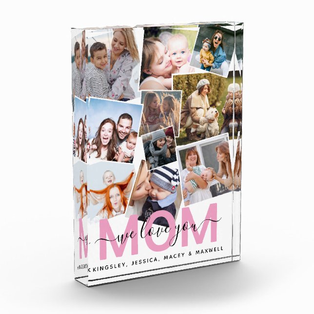 Modern 'We Love You' Mom Memory  Photo Block (Left)
