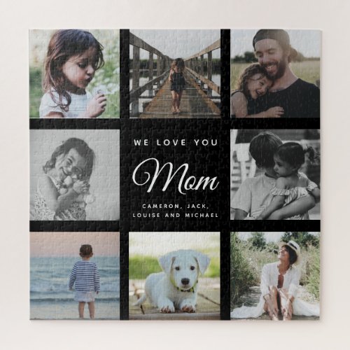 Modern WE LOVE YOU Mom Mothers Day Photo Collage  Jigsaw Puzzle