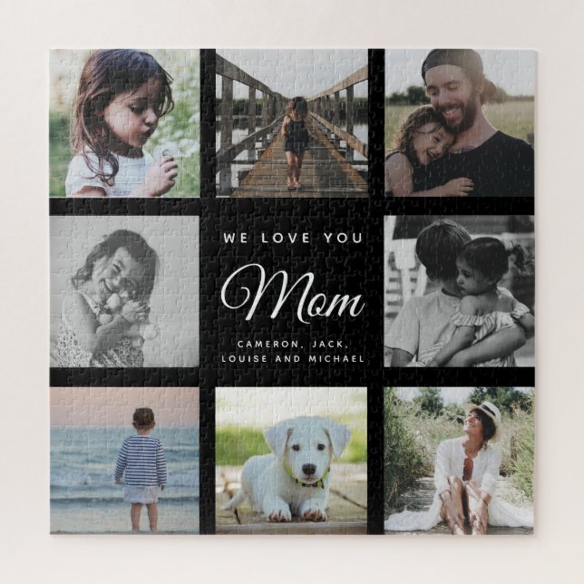 Modern WE LOVE YOU Mom Mother's Day Photo Collage  Jigsaw Puzzle (Vertical)