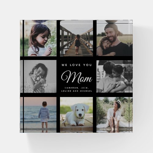 Modern WE LOVE YOU Mom Mothers Day Photo Collage Paperweight