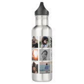 Modern WE LOVE YOU MOM Photo Collage Cool Stainless Steel Water Bottle (Left)
