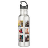Modern WE LOVE YOU MOM Photo Collage Cool Stainless Steel Water Bottle (Back)