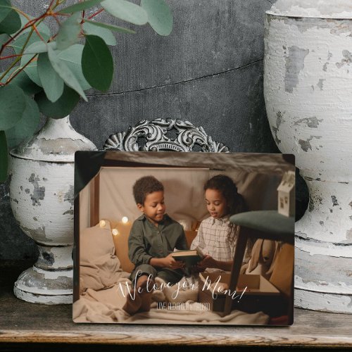 Modern We Love You Mom Photo Plaque