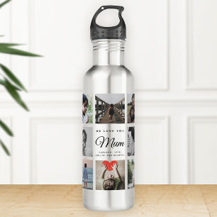 Modern WE LOVE YOU MUM Photo Collage Cool Stainless Steel Water Bottle