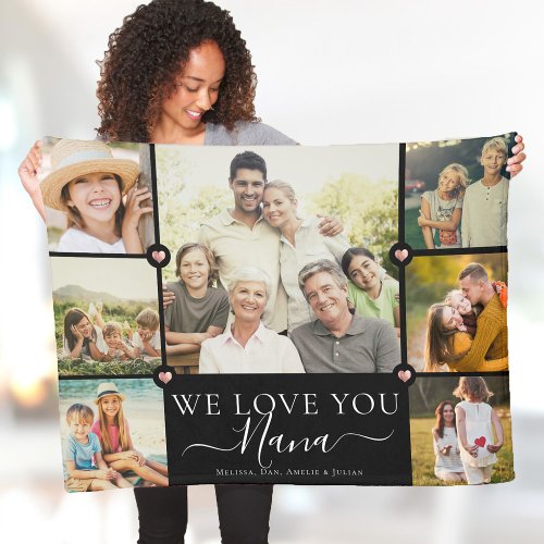 Modern We Love You Nana Family Photo Collage Fleec Fleece Blanket