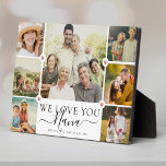 Modern We Love You Nana Family Photo Collage Plaque<br><div class="desc">An elegant,  modern Mother's Day gift: A trendy Instagram family photo collage plaque reading WE LOVE YOU NANA in pretty hand lettered script alongside your names and 7 of your favorite pictures accented by sweet printed rose gold hearts for the best grandma ever.</div>