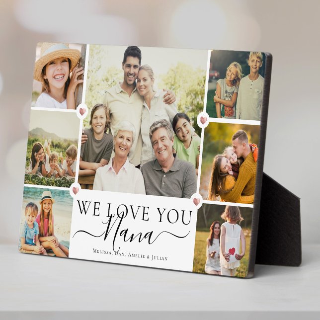Modern We Love You Nana Family Photo Collage Plaque (Creator Uploaded)
