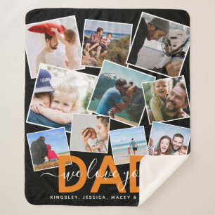 Modern 'We Love You' Photo Collage Dad Sherpa Blan Sherpa Blanket