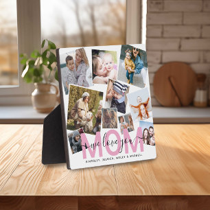 Modern 'We Love You' Photo Collage Mom Plaque