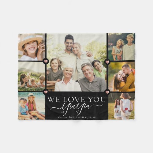 Modern We Love You YiaYia Family Photo Collage Fle Fleece Blanket