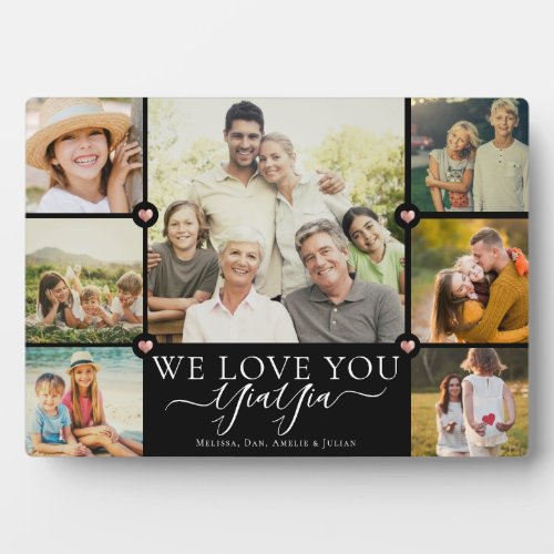Modern We Love You YiaYia Family Photo Collage Pla Plaque