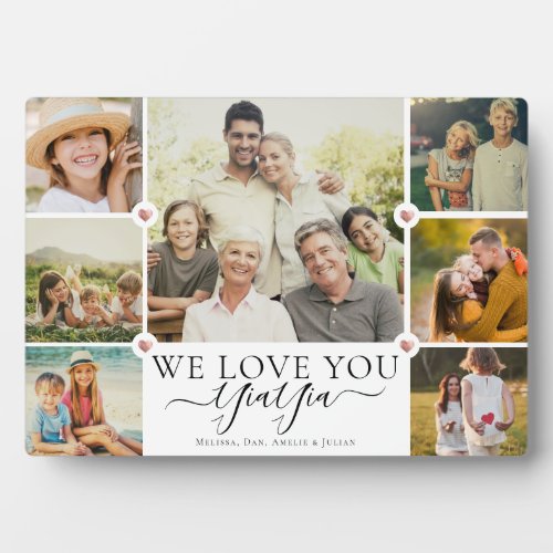 Modern We Love You YiaYia Family Photo Collage Plaque
