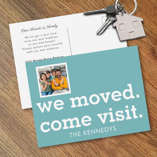 Modern We Moved Come Visit Photo New Home Teal  Announcement Postcard