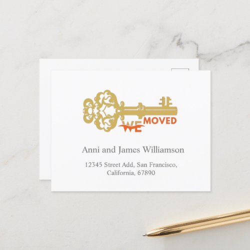 Modern We Moved Key Moving  Holiday Postcard