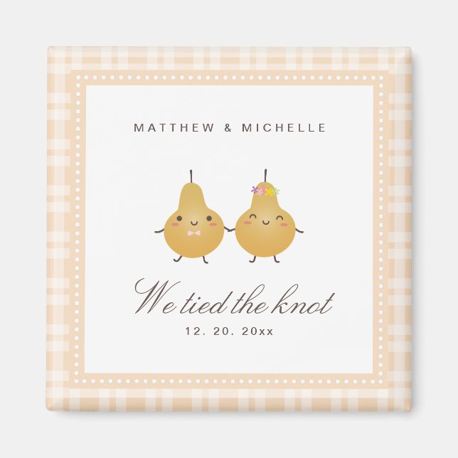 Modern We Tied The Knot Cute Wedding Announcement Magnet (Front)