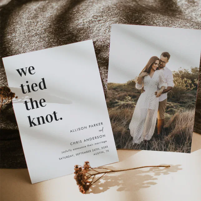 Modern We Tied The Knot Elopement Wedding Invitation | Zazzle