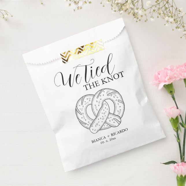 Modern We tied the knot pretzel favor bag wedding  (Sealed)