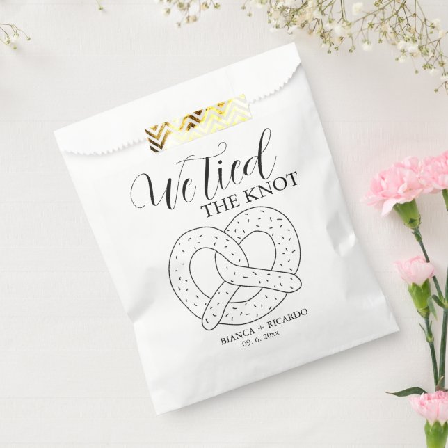 Modern We tied the knot pretzel favor bag wedding  (Sealed)