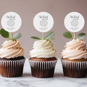 Modern We tied the knot pretzel favor bag wedding Classic Round Sticker