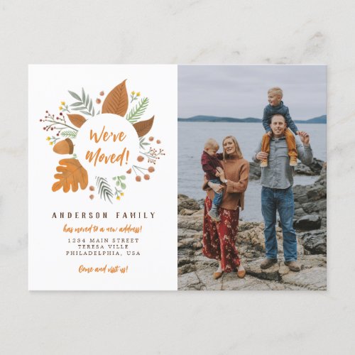 Modern Weve Moved Thanksgiving Photo Moving Announcement Postcard