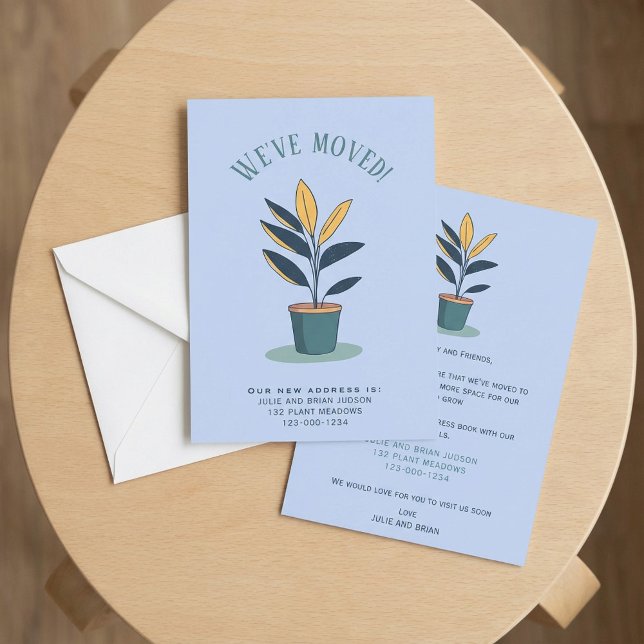 Modern “We’ve Moved" with Potted house plant Announcement (Modern “We’ve Moved" with Potted house plant Announcement.)