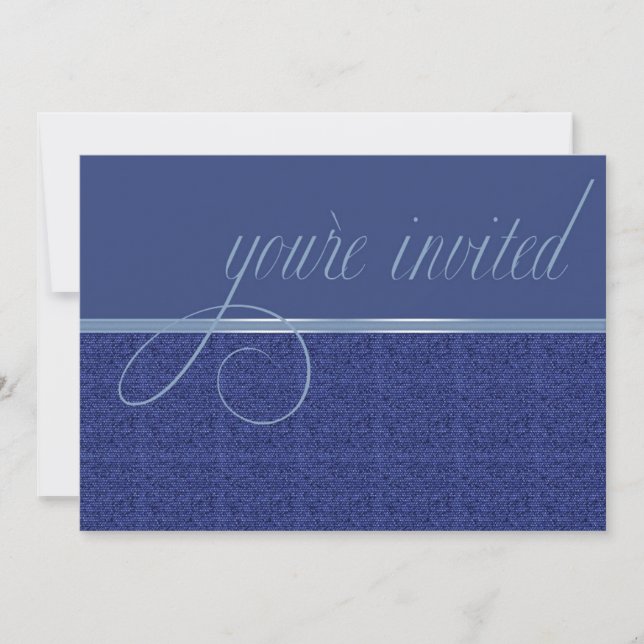 Modern Weave Blue Wedding Invitation (Front)
