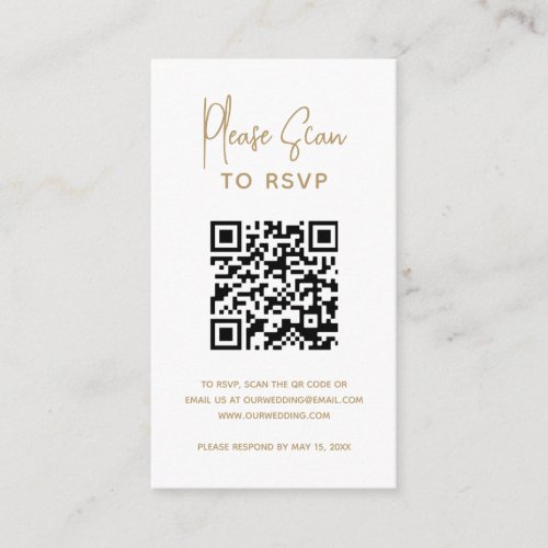 Modern Website RSVP QR Code Gold Wedding Enclosure Card