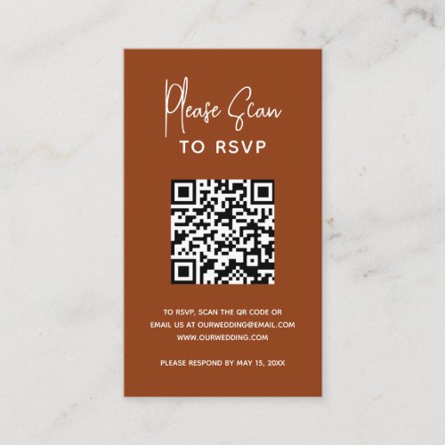 Modern Website RSVP QR Code Terracotta Wedding Enclosure Card