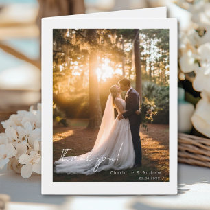 Modern wedding 2 Photo Thank you Card