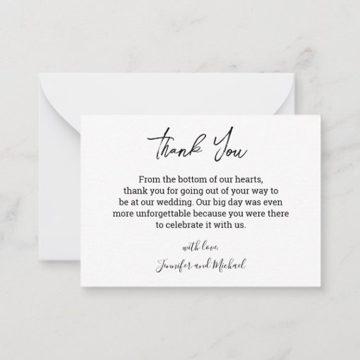 modern wedding 3 photos collage thank you note card | Zazzle