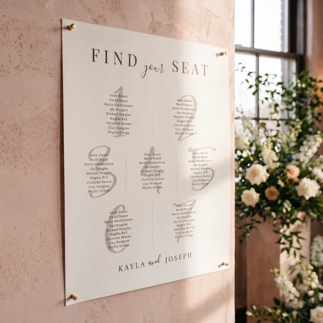 Modern Wedding 7 Table Seating Chart Sign (Creator Uploaded)