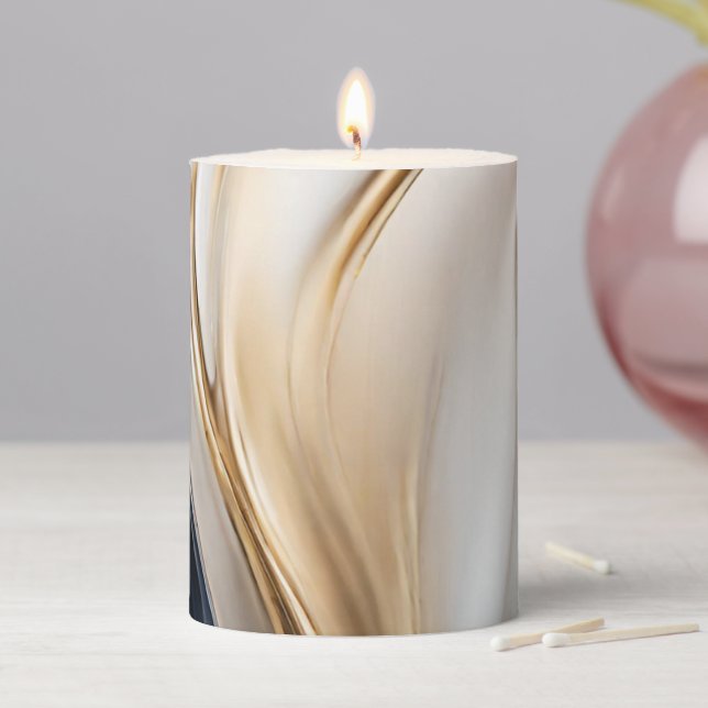 Modern Wedding-Abstract- Blue White and Gold= Pillar Candle (In Situ)