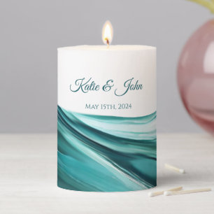 Modern Wedding-Abstract-Emerald Green- Pillar Candle