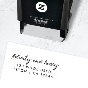  Modern Wedding Address   Couple Name Script Self-inking Stamp