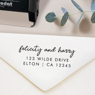  Modern Wedding Address   Couple Name Script Self-inking Stamp